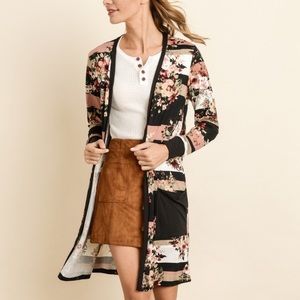 NWOT LES AMIS floral stripped cardigan